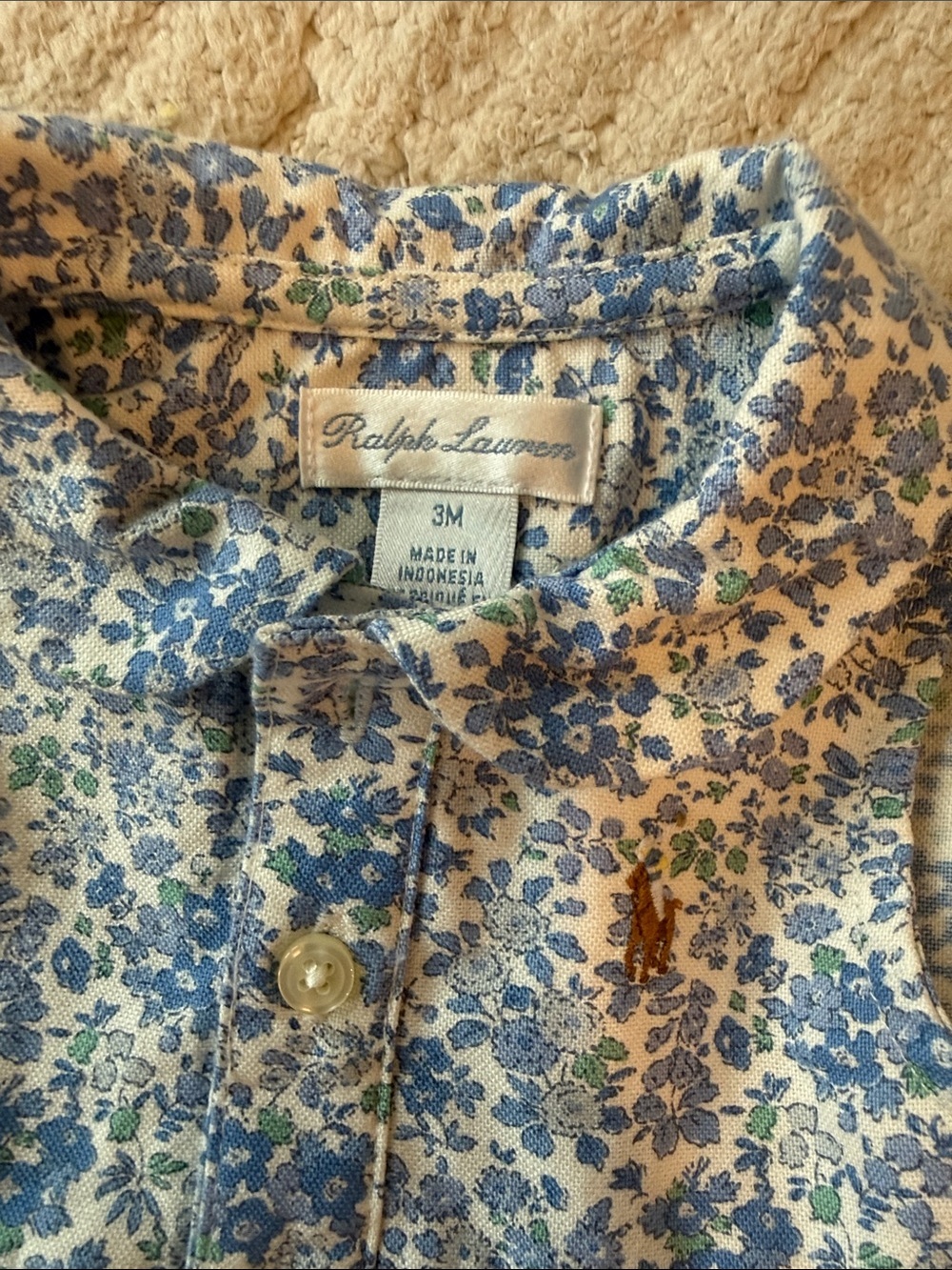 Ralph Lauren Blue Floral Dress with Matching Bloomers - Picture 2 of 3